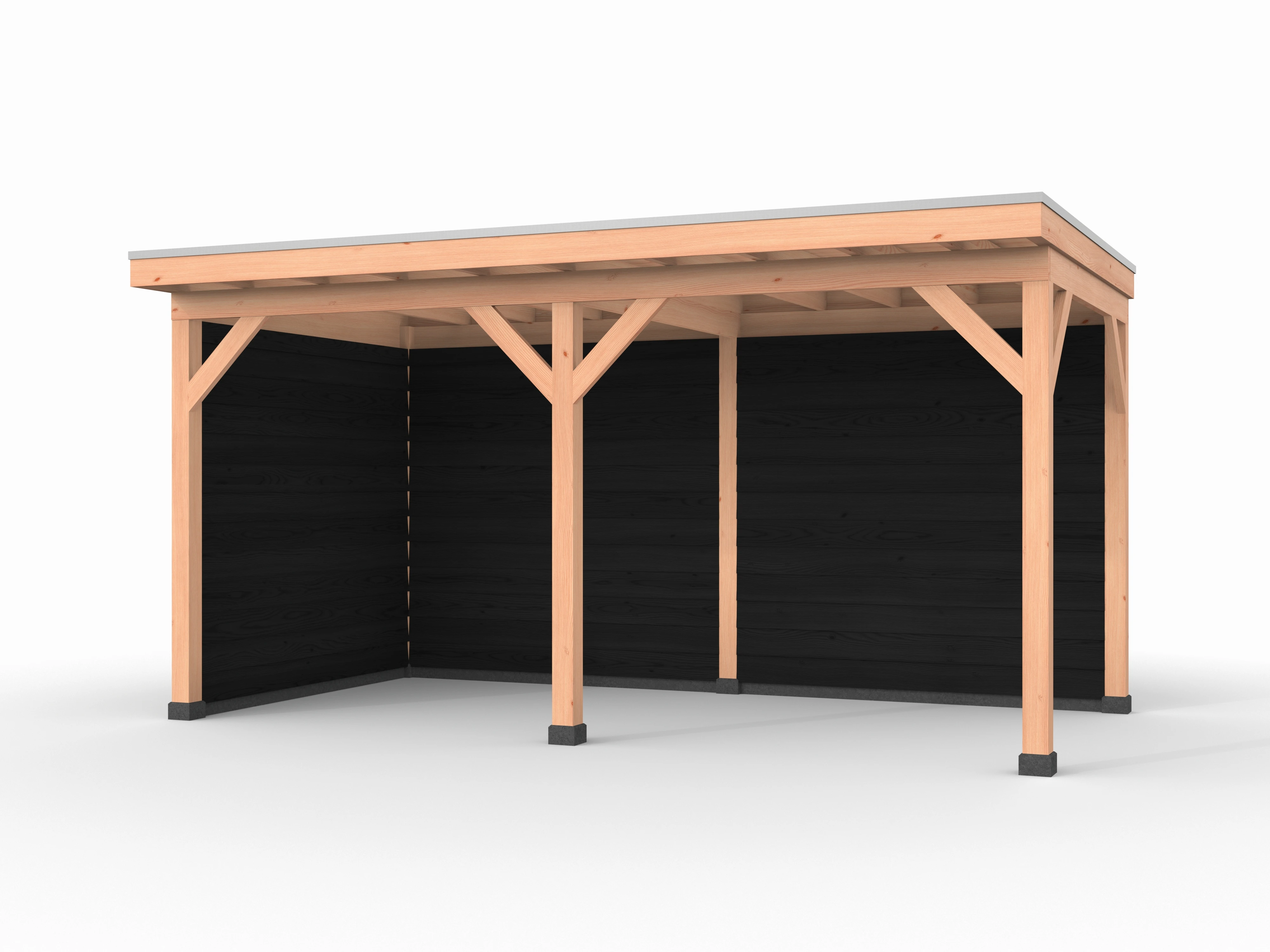 Douglas overkapping, 500 x 250, met achterwand en zijwand, Westwood Comfort Zwart - Afbeelding 1